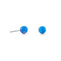 Thumbnail for 5mm Blue Synthetic Opal Stud Earrings