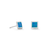 Thumbnail for Square Blue Synthetic Opal Stud Earrings