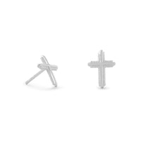 Thumbnail for Polished Milgrain Cross Stud Earrings