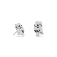 Thumbnail for Sterling Silver and Enamel Owl Stud Earrings