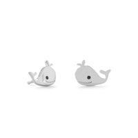 Thumbnail for Sterling Silver and Enamel Smiling Whale Stud Earrings