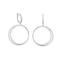 Thumbnail for Rhodium Plated Eclipse CZ Hoop Earrings