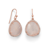 Thumbnail for 14K Rose Gold Plated Rose Quartz and CZ Earrings