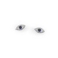 Thumbnail for Blue CZ Evil Eye Stud Earrings