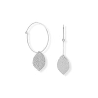 Thumbnail for Hoop with Leaf Drop Earring