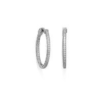 Thumbnail for Rhodium Plated Round In/Out CZ Hoop Earrings