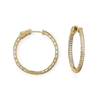 Thumbnail for 14 Karat Gold Plated Round In/Out CZ Hoop Earrings