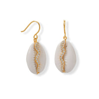 Thumbnail for Sparkling Serpent! 14 Karat Gold Plated Shell and CZ Snake Earrings