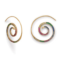 Thumbnail for Hypnotic Multi Color CZ Spiral Earrings