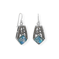 Thumbnail for Oxidized Marcasite and Roman Glass Earrings