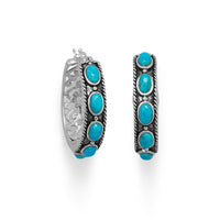 Thumbnail for Ornate Oxidized Turquoise Hoop Earrings