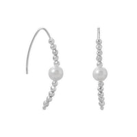 Thumbnail for Diamond Cut Bead and Pearl Wire Earring