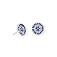 Thumbnail for Blue CZ Disc Stud Earrings