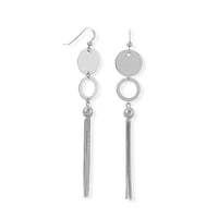 Thumbnail for Tassel-tastic! Rhodium Plated Disk and Circle Long Tassel Earring