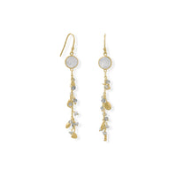 Thumbnail for 14 Karat Gold Plated Rainbow Moonstone, Labradorite and Pearl Drop Earring