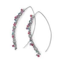 Thumbnail for Rhodium Plated Marquis Wire Beaded Earring