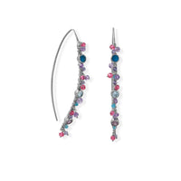 Thumbnail for Rhodium Plated Marquis Wire Beaded Earring