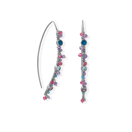 Rhodium Plated Marquis Wire Beaded Earring