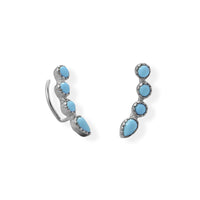 Thumbnail for Rhodium Plated Synthetic Turquoise Ear Climber Earring