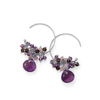 Thumbnail for Plum Perfect! Rhodium Plated Multi Stone Beaded Wire Earring