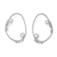 Thumbnail for Fab Fashion! Large Open Cultured Freshwater Pearl and Labradorite Post Earring