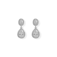 Thumbnail for Rhodium Plated Oval and Pear CZ Drop Earrings