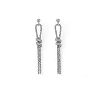Thumbnail for Italian Rhodium Plated CZ and Coreana Chain Earrings