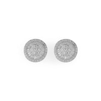 Thumbnail for Rhodium Plated Round Baguette CZ Post Earrings