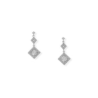 Thumbnail for Rhodium Plated CZ Diamond Shaped Drop Earrings