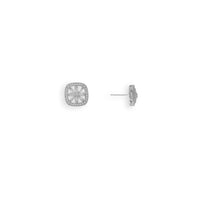 Thumbnail for Rhodium Plated Baguette CZ Cushion Shaped Earrings