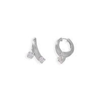 Thumbnail for Brushed Art Deco and CZ Hoop Earrings