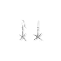 Thumbnail for Rhodium Plated Starfish French Wire Earrings