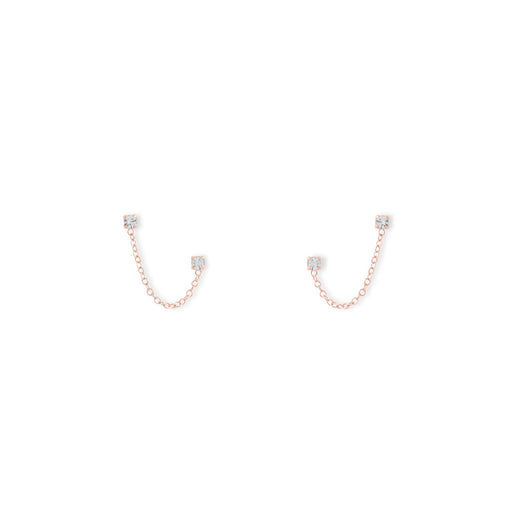 14 Karat Rose Gold Double Post Crystal Earrings