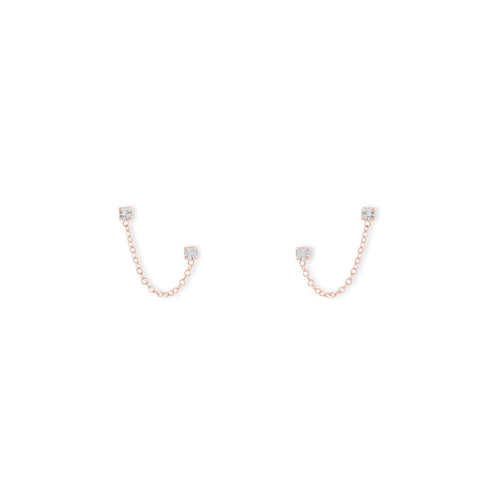 14 Karat Rose Gold Double Post Crystal Earrings