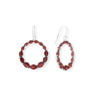 Thumbnail for Graduated Garnet Open Circle Earrings