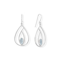 Thumbnail for Polished Blue Topaz French Wire Pear Earrings