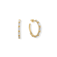 Thumbnail for Bodacious Baguettes! White Baguette CZ 3/4 Hoop Earrings