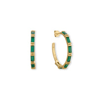 Thumbnail for Bodacious Baguettes! Green Baguette CZ 3/4 Hoop Earrings