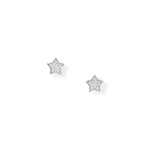 Shine Bright! Rhodium Plated CZ Star Stud Earrings