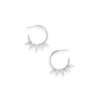 Thumbnail for Rhodium Plated 3/4 Circle CZ Spike Earrings
