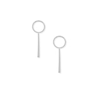 Thumbnail for Easy Elegance! Rhodium Plated CZ Circle with Bar Drop Earrings