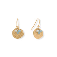 Thumbnail for Alluring Aquamarine! 14 Karat Gold Plated Aquamarine and Pearl Disk Earring