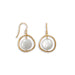 14 Karat Gold Plated Oblong Circle with Coin Pearl Earrings