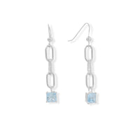 Thumbnail for Polished Link and Blue Topaz Drop Earrings