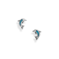 Thumbnail for Oxidized Turquoise Chip Dolphin Earrings