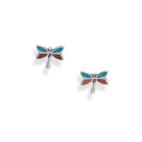 Thumbnail for Coral and Turquoise Chip Dragonfly Earrings