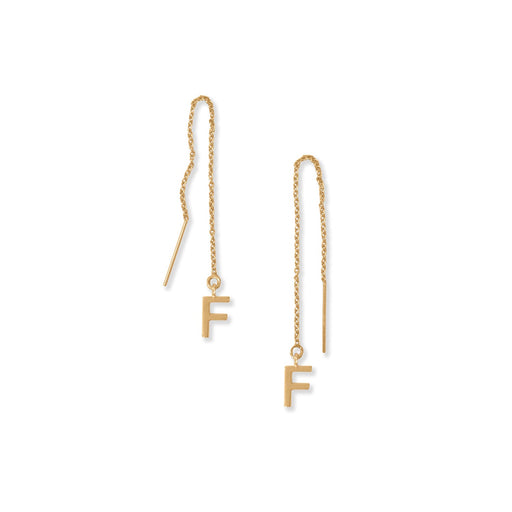 14 Karat Gold Plated "F" Initial Threader Earrings