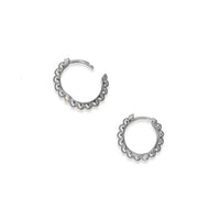 Thumbnail for Rhodium Plated Beaded Click Hoop Earrings