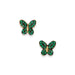 14 Karat Gold Plated Green CZ Butterfly Stud Earrings