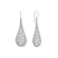 Thumbnail for Hammered Filigree Pear Drop French Wire Earrings